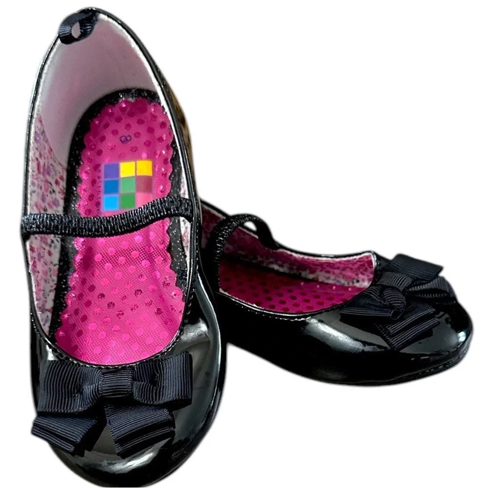 New Y2K HealthTex Girls Black Bow Mary Jane Toddler Girls Shoes Size 8